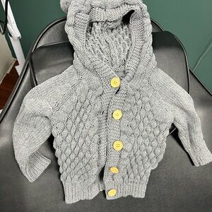 Cozy Gray Knit Kids Hoodie